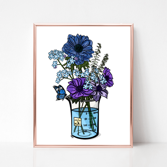 Science Blue Floral Print