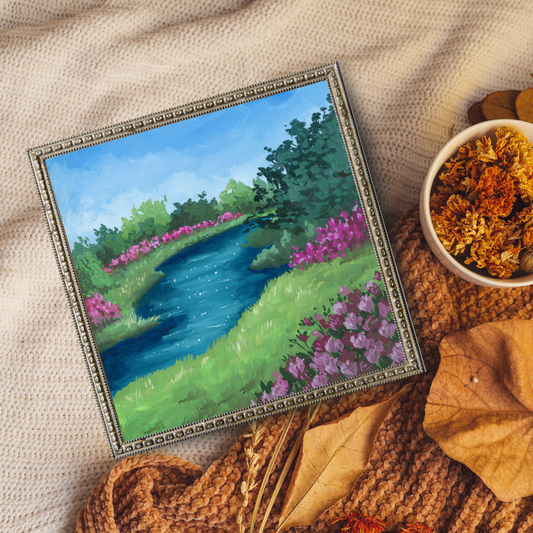 Streaming Rhododendrons - Gouache Painting - Signed Fine Art Print