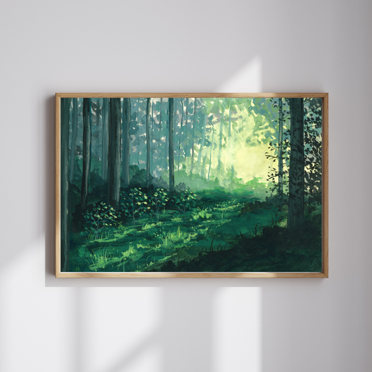 Forest Light - Gouache Painting - Signed Fine Art Print