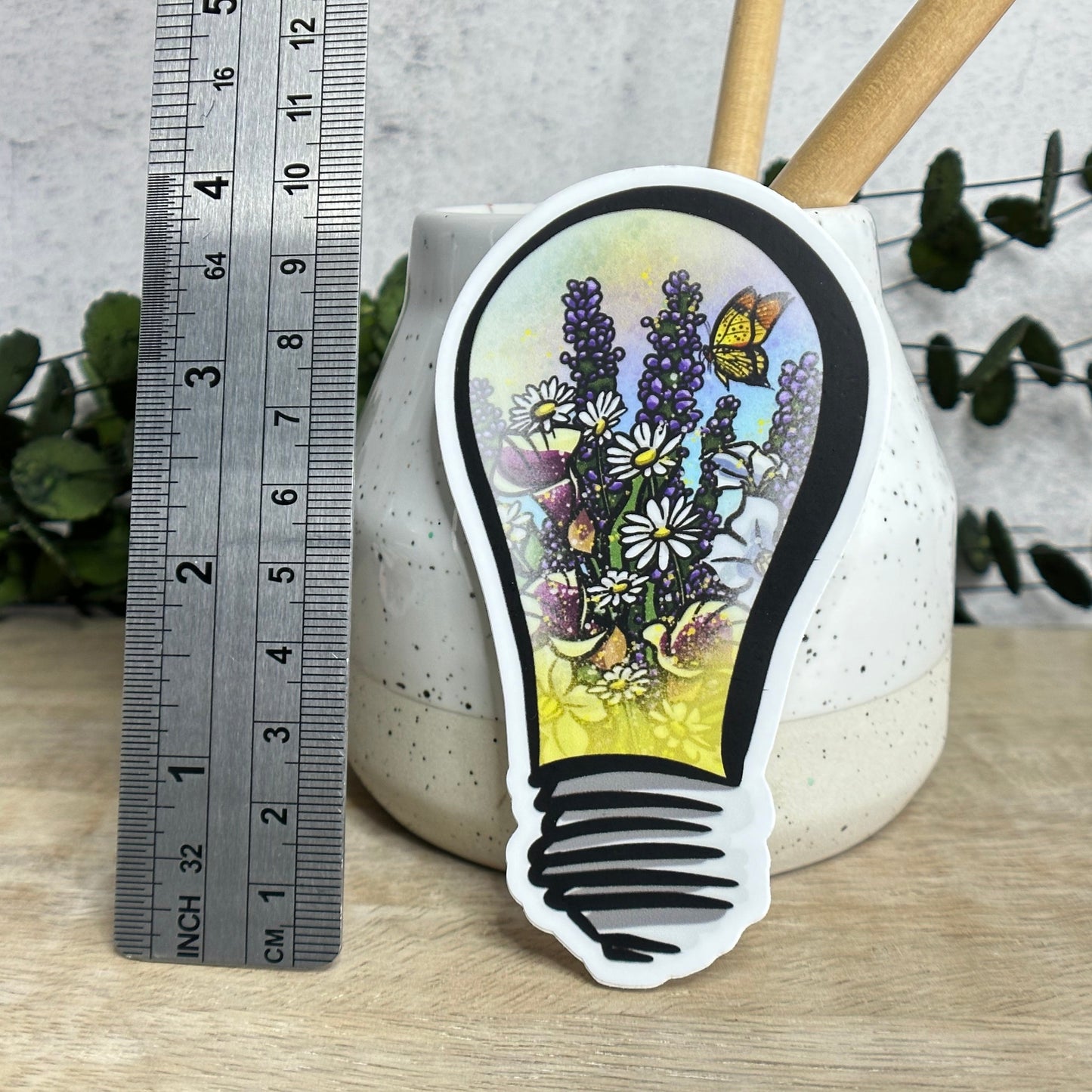 Floral Lightbulb Vinyl Sticker