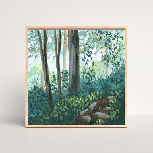 Rocky Woods - Gouache Painting - Signed Fine Art Print