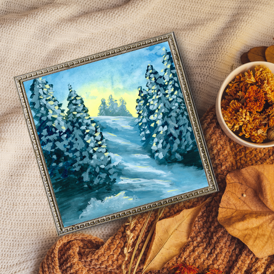 Winter Sunrise - Gouache Painting - Signed Fine Art Print