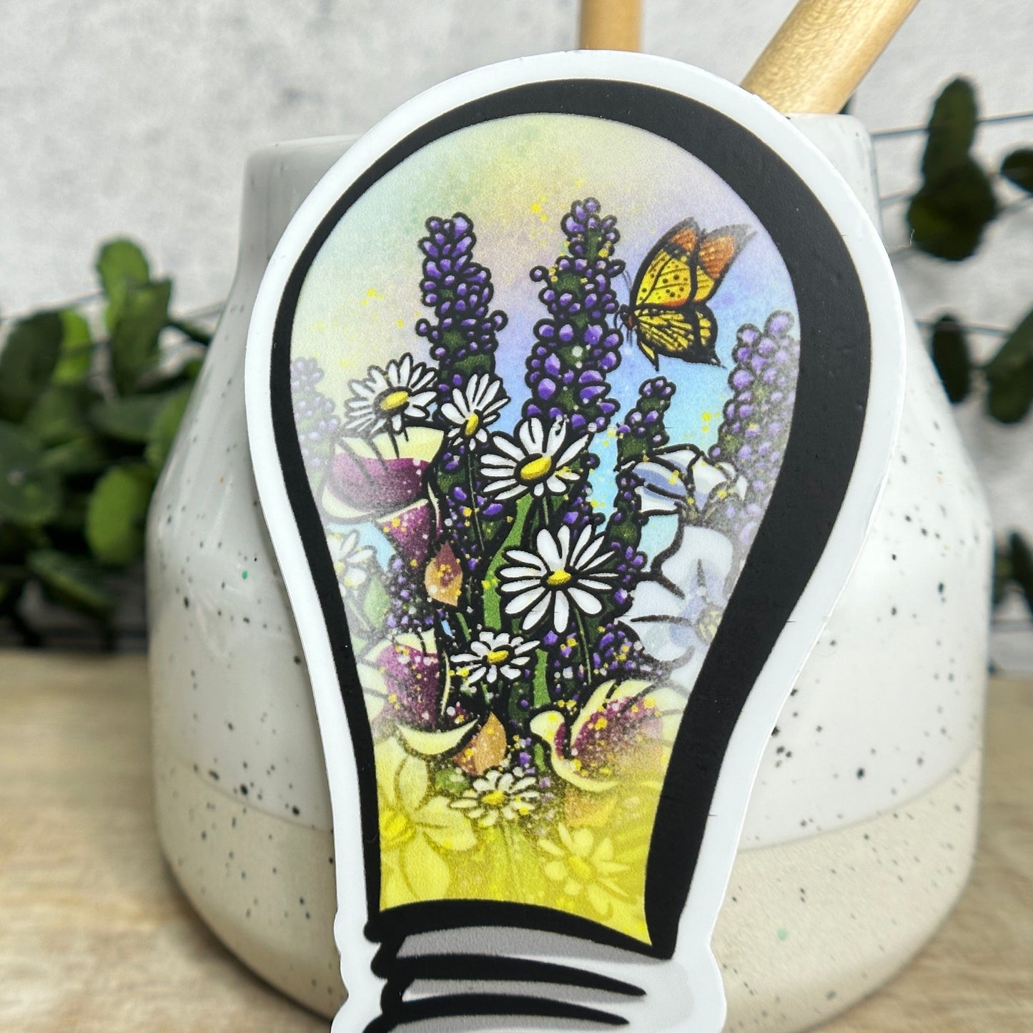 Floral Lightbulb Vinyl Sticker