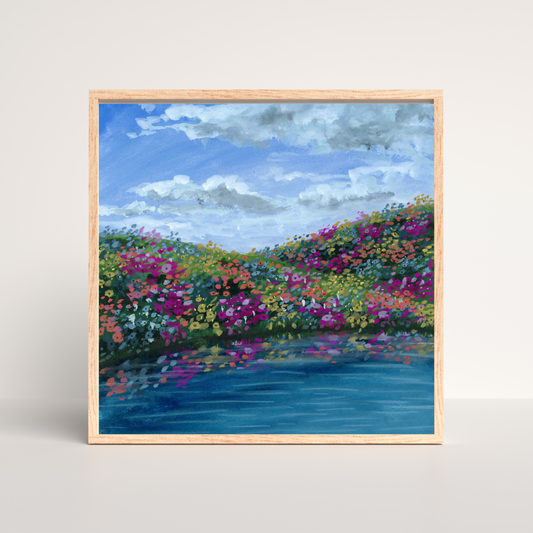 Flowering Hills - Gouache Painting - Signed Fine Art Print