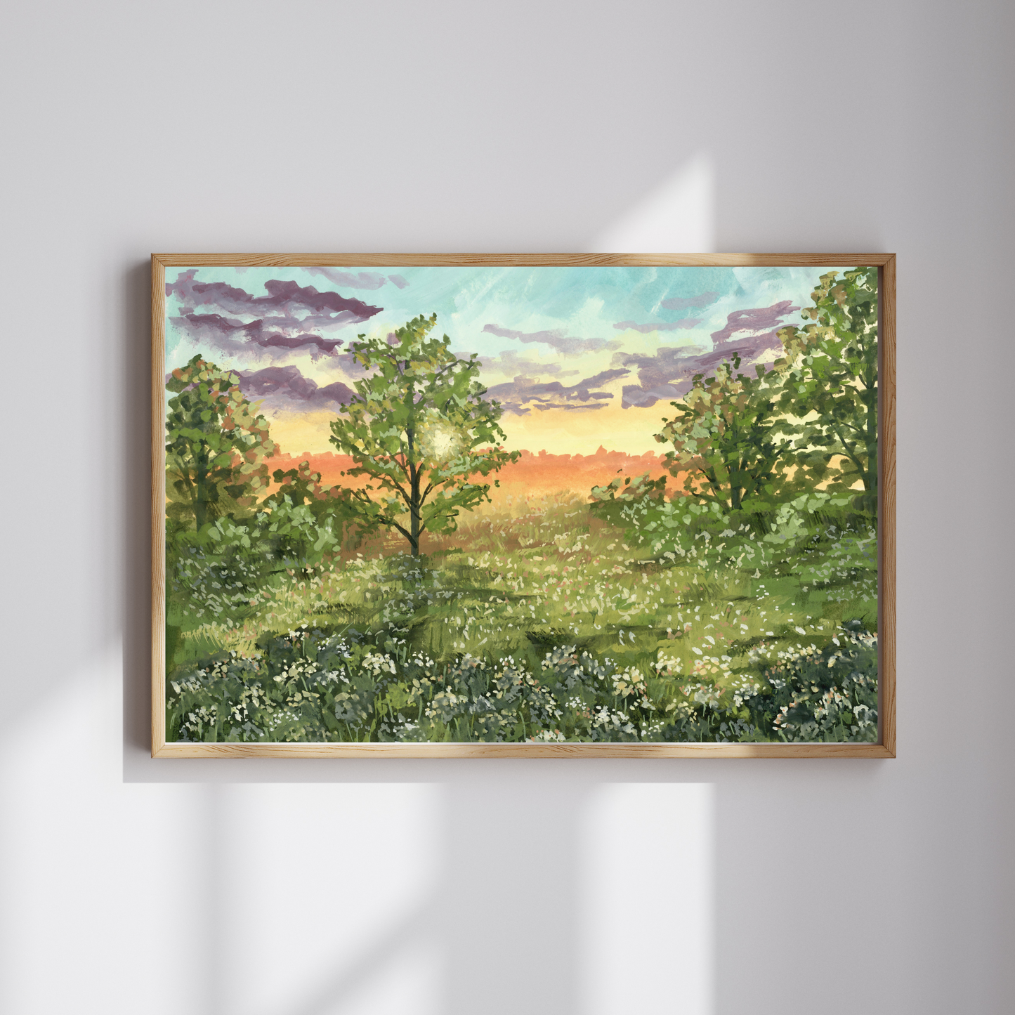 Sunset Fields - Gouache Painting - Signed Fine Art Print