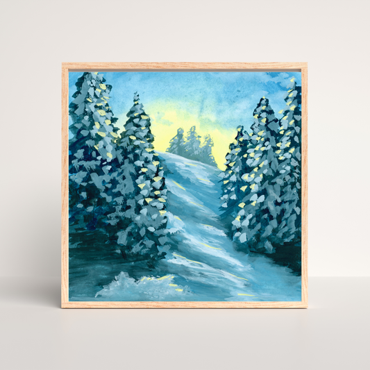 Winter Sunrise - Gouache Painting - Signed Fine Art Print