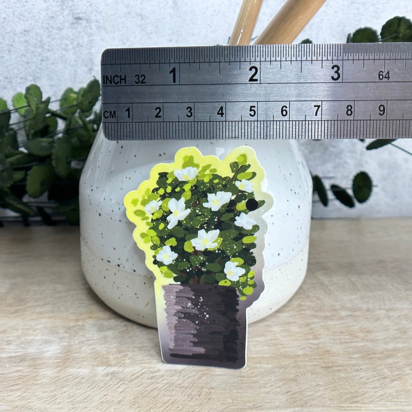 Gouache White Flower Vinyl Sticker