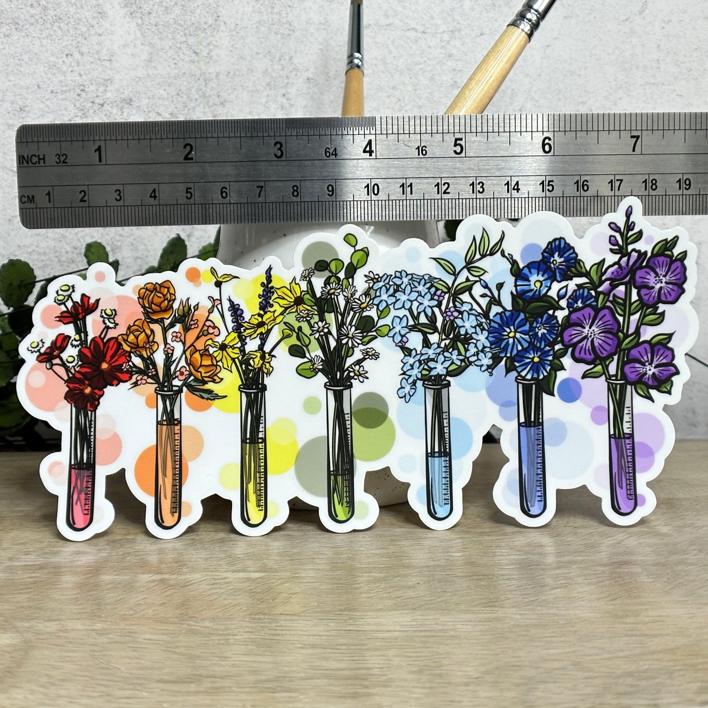 Test Tube Rainbow Floral Vinyl Sticker
