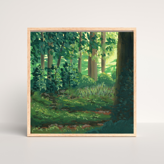 Mossy Forest Floor - Gouache Painting - Signed Fine Art Print