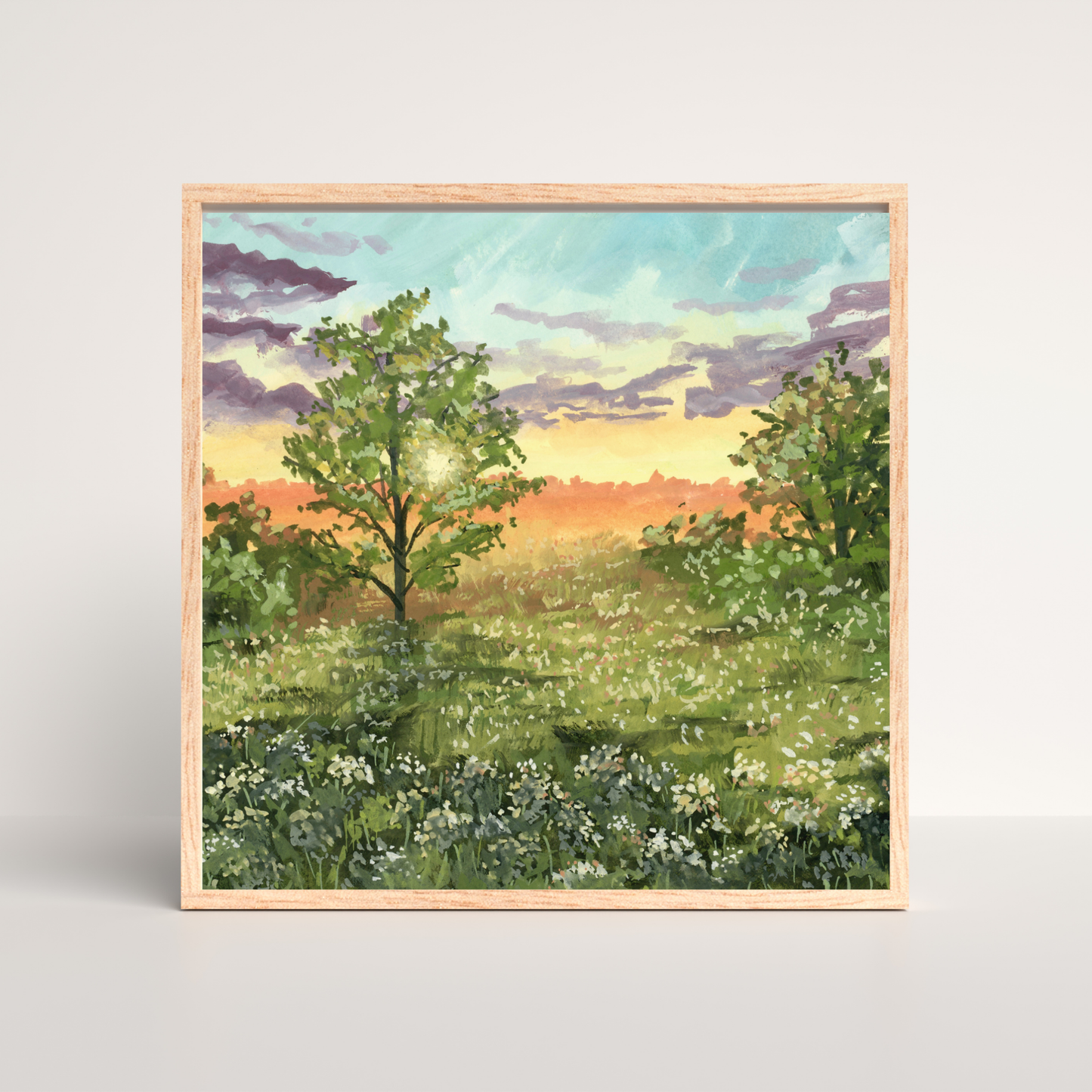 Sunset Fields - Gouache Painting - Signed Fine Art Print