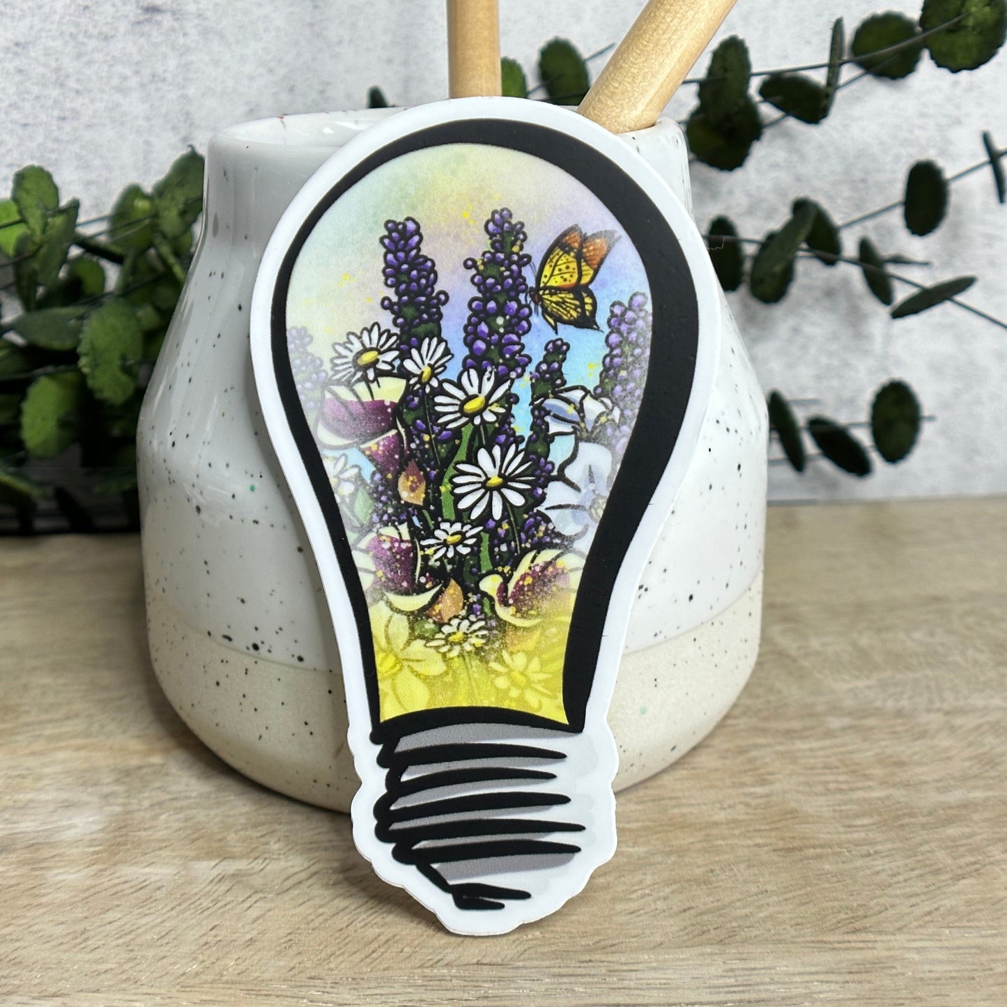 Floral Lightbulb Vinyl Sticker