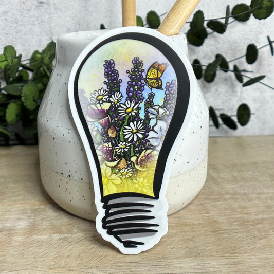 Floral Lightbulb Vinyl Sticker