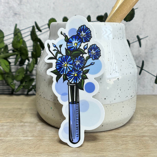 Test Tube Indigo Floral Vinyl Sticker