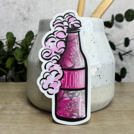 Floral Beer Bottle Vinyl Sticker