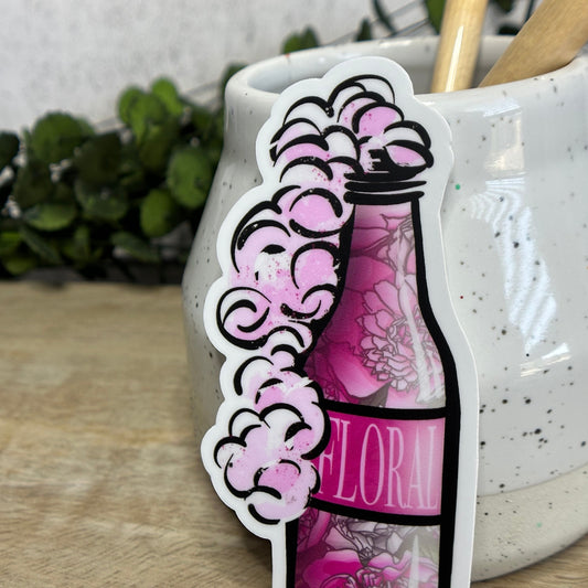 Floral Beer Bottle Vinyl Sticker