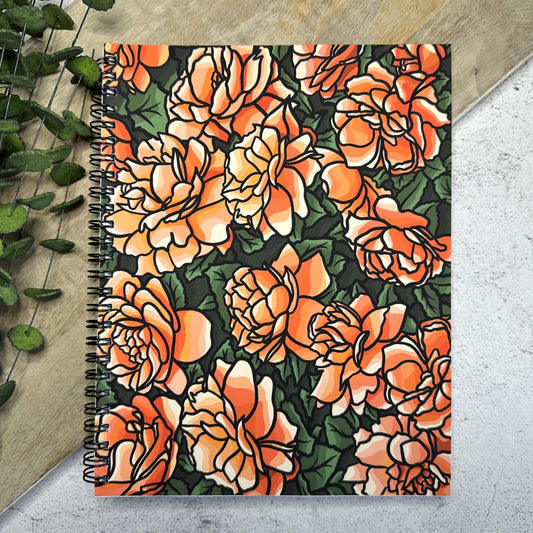 9"x7" Peach Drift Roses Notebook, Spiral, Lined