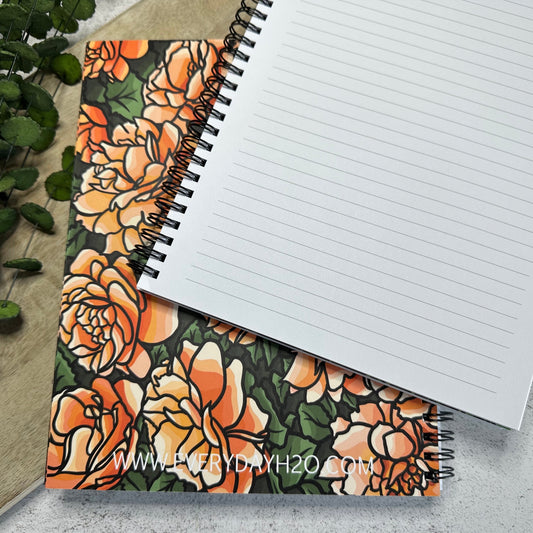 9"x7" Peach Drift Roses Notebook, Spiral, Lined