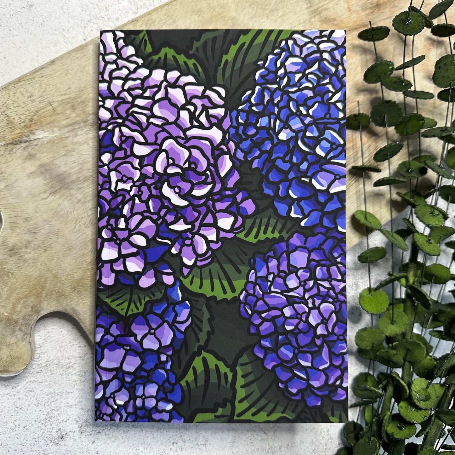 8"x5" Hydrangea Notebook, Layflat, Dotted