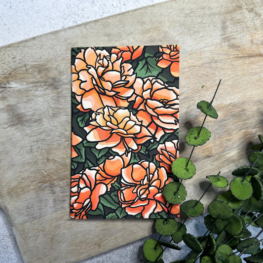 5 1/2"x3 1/2" Peach Drift Roses Pocket Notebook, Lined