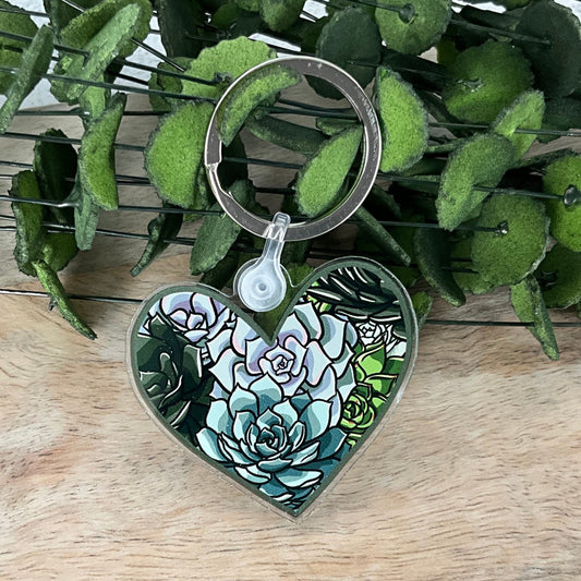 Succy Succulent Heart Keychain