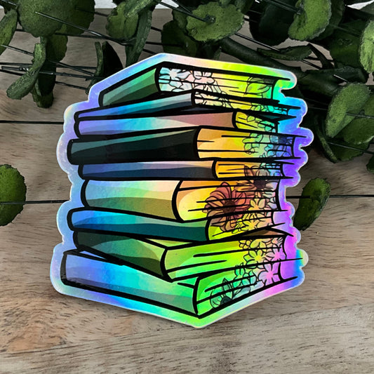 Holo Pastel Floral Book Sticker