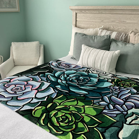 Succulent Throw Blanket, 50”x60”