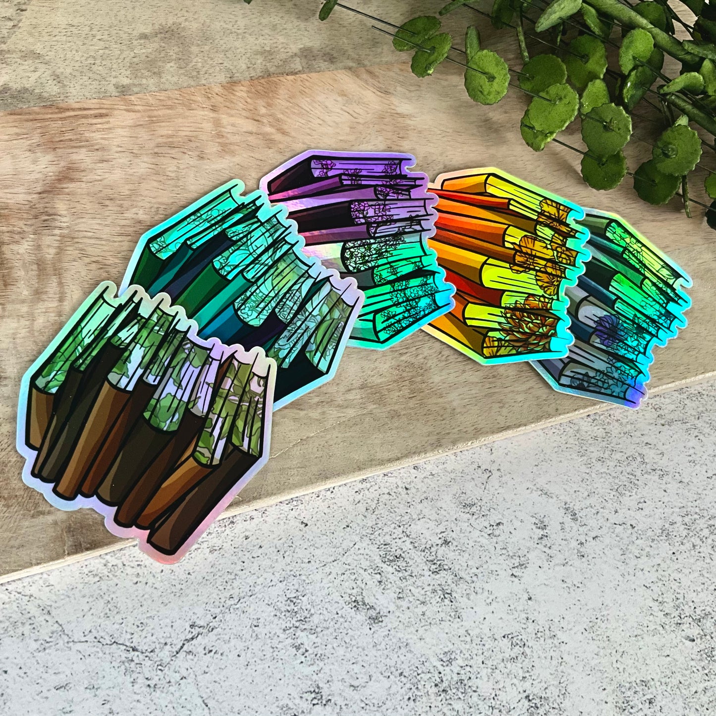 Holo Brown with Leaves Book Sticker