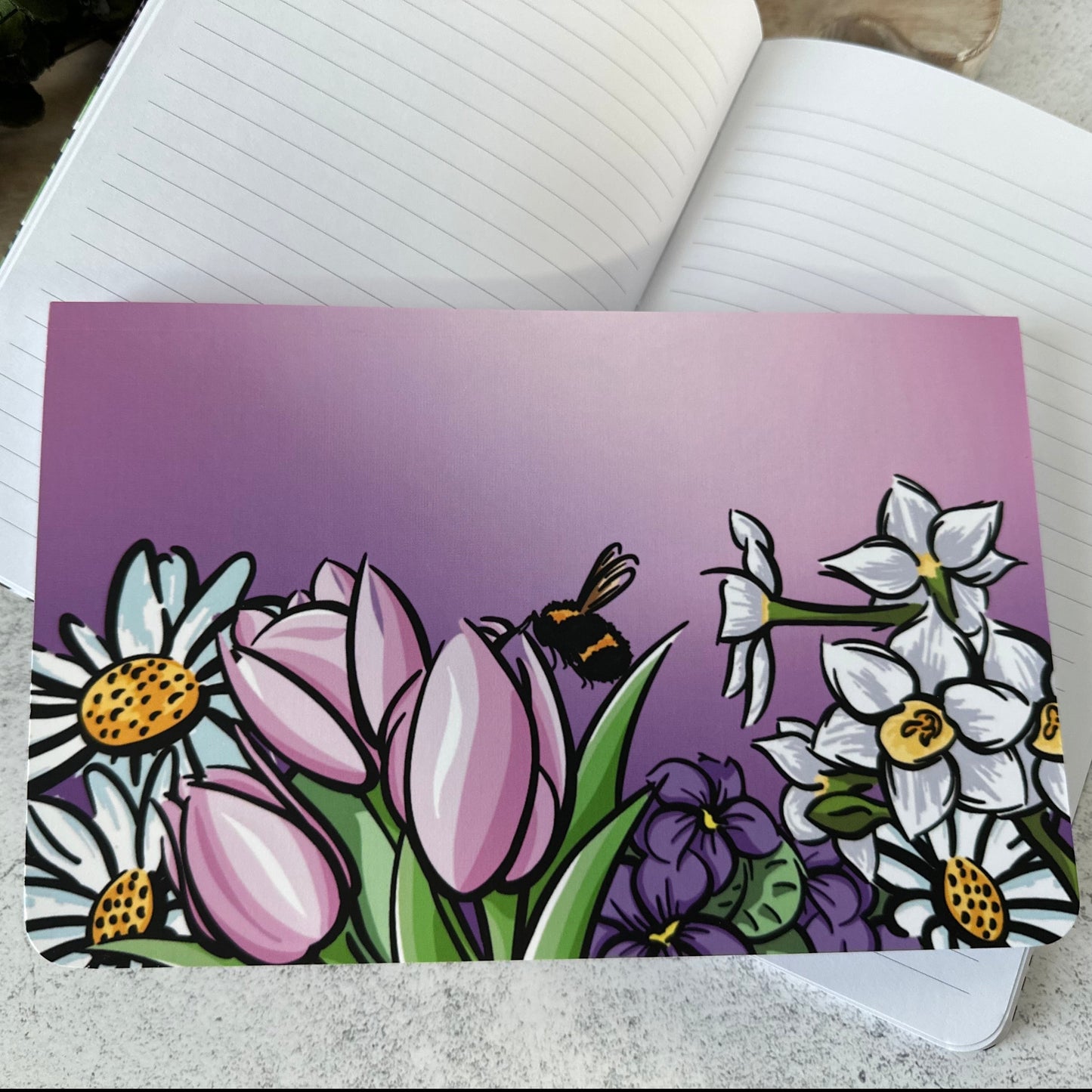 8"x5" Pink Floral Notebook, Layflat, Lined