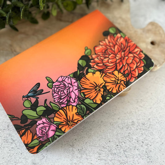 8"x5" Orange Floral Notebook, Layflat, Lined