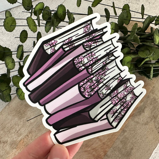 Pink Floral Book Sticker