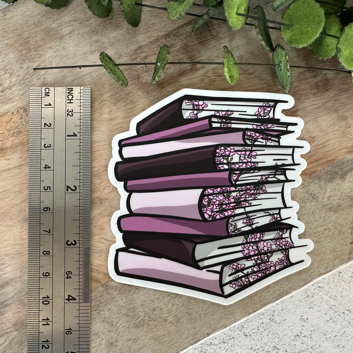 Pink Floral Book Sticker