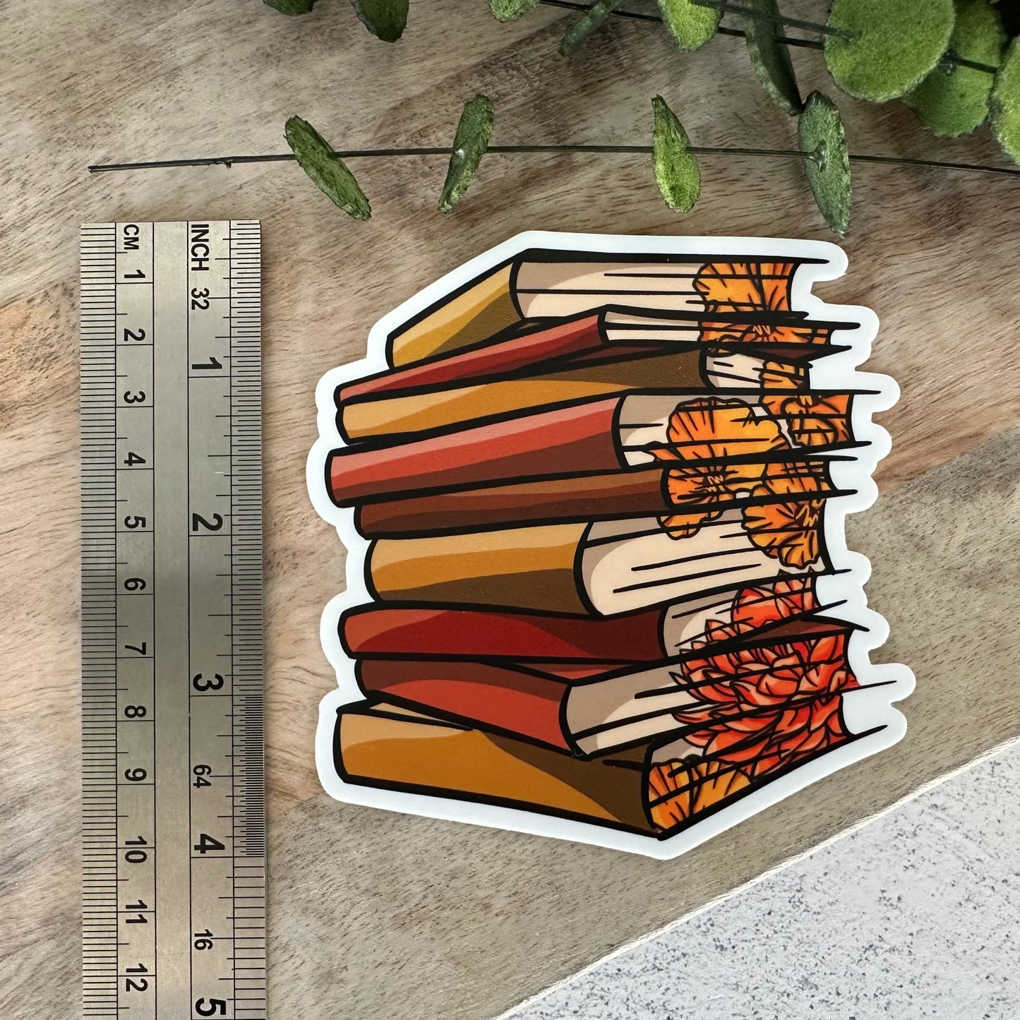Orange Floral Book Sticker