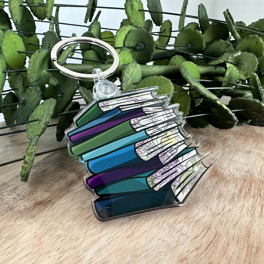 Jewel Toned Floral Book Keychain