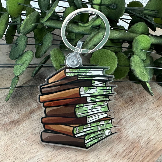 Brown With Leaves Book Keychain