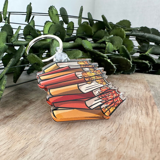 Orange Floral Book Keychain