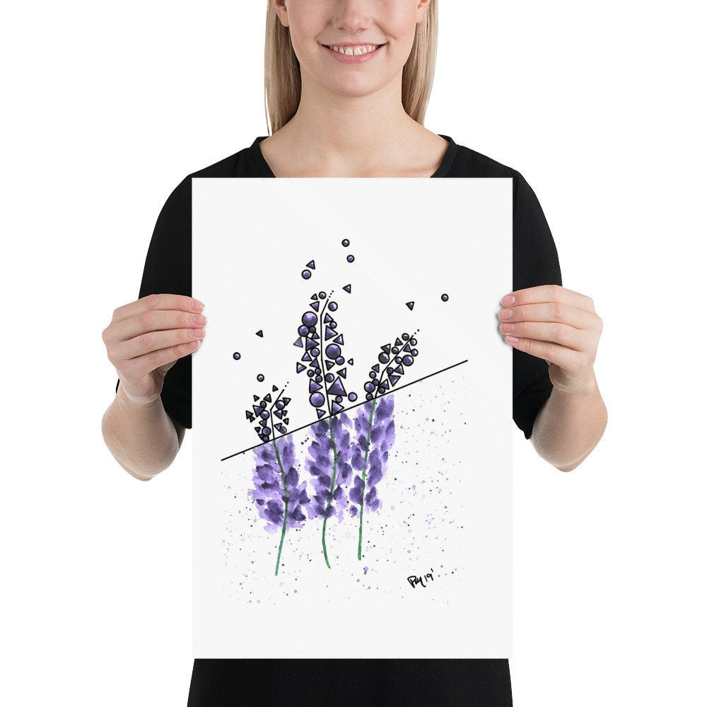 Lavender Geometric Watercolor Print