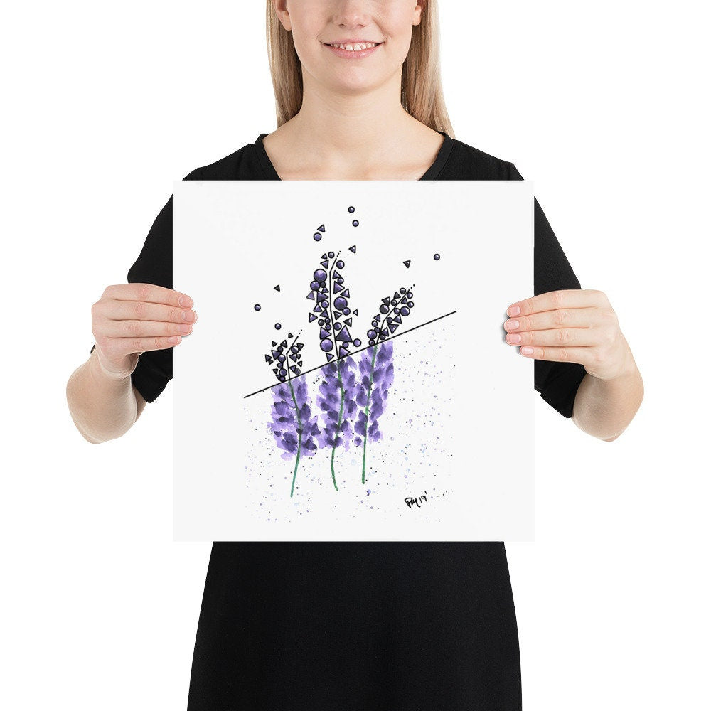Lavender Geometric Watercolor Print
