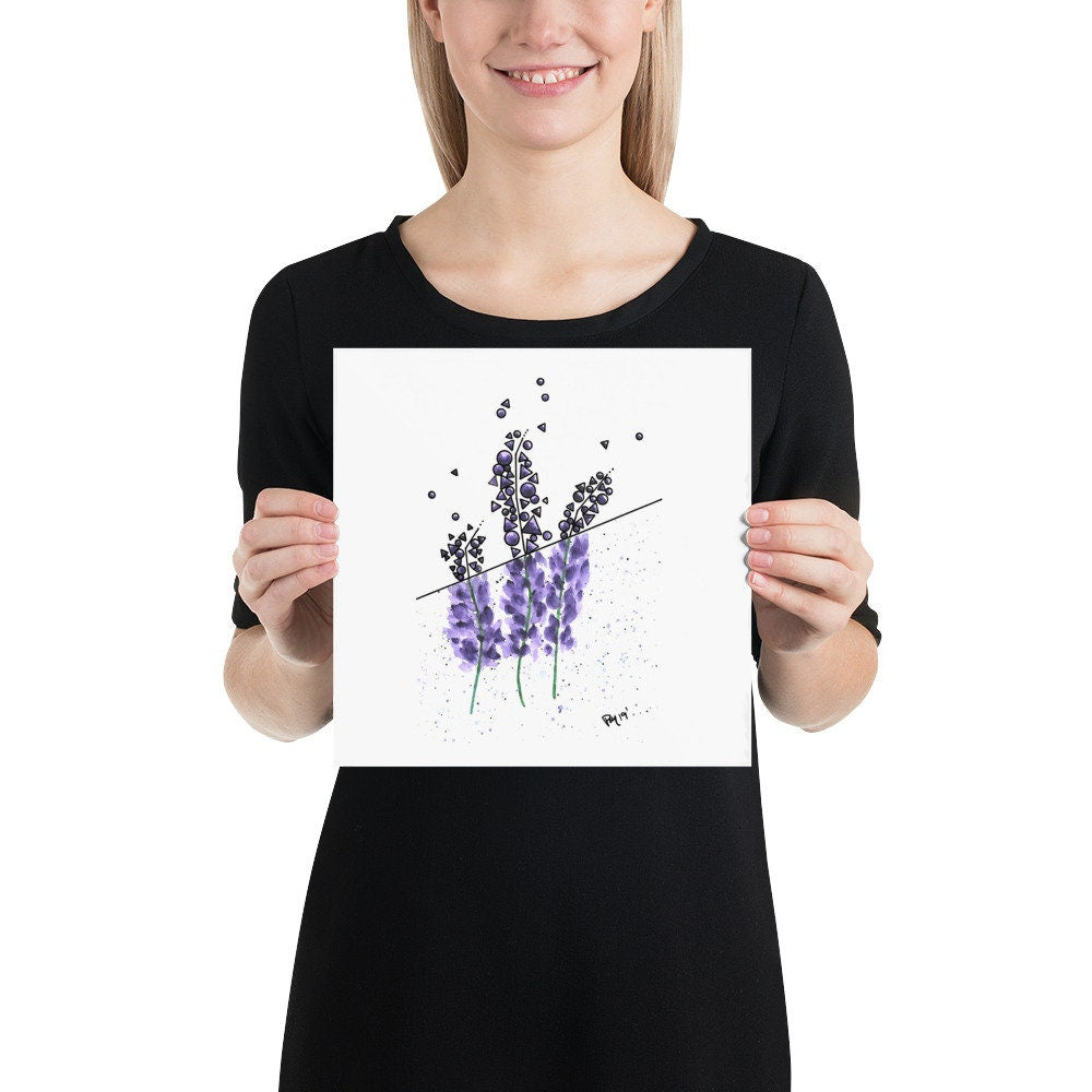 Lavender Geometric Watercolor Print