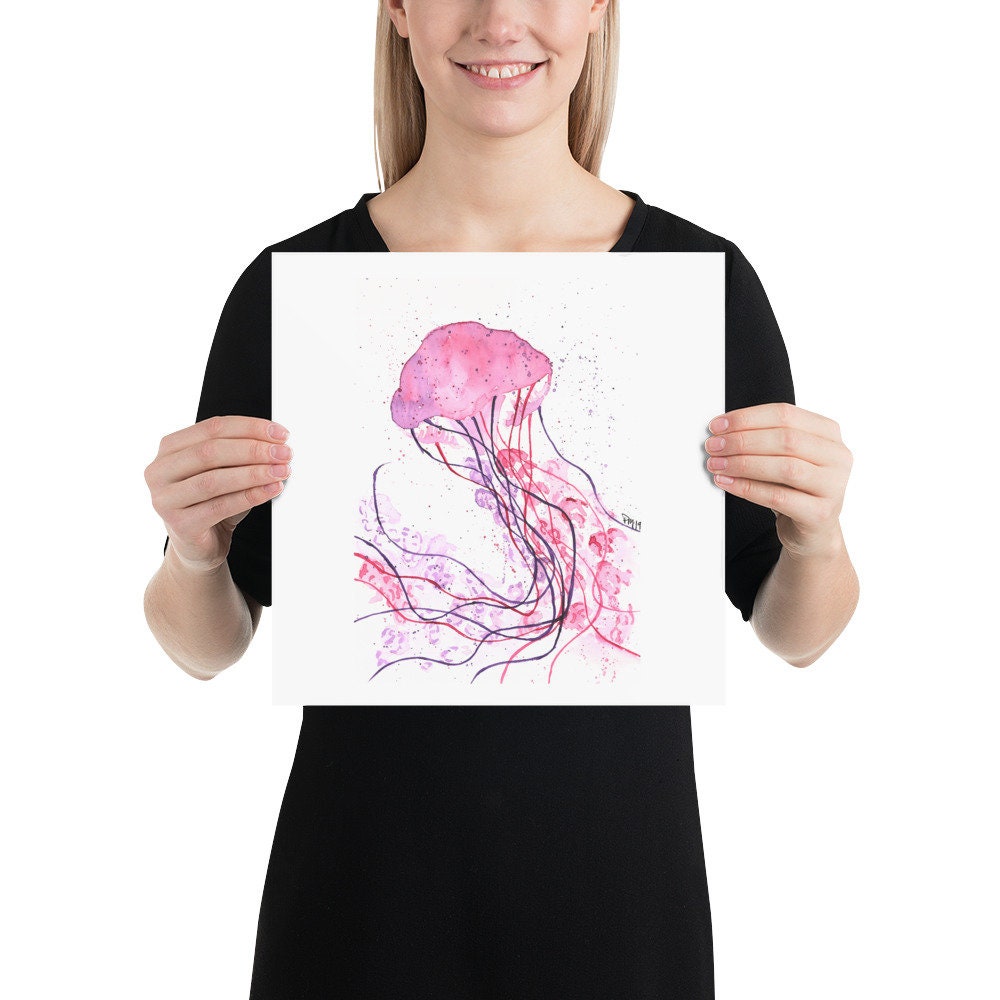 Pink Jellyfish Watercolor Print