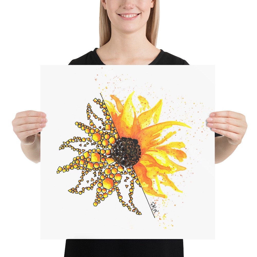 Sunflower Bloom Watercolor Print
