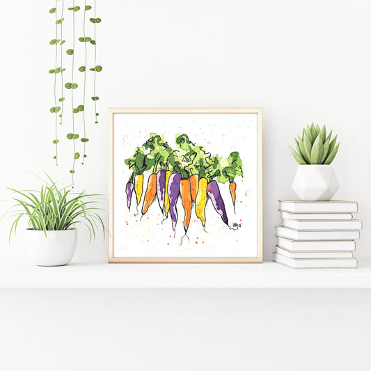 Colorful Carrots Watercolor Print