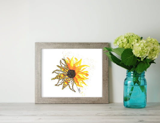Sunflower Bloom Watercolor Print