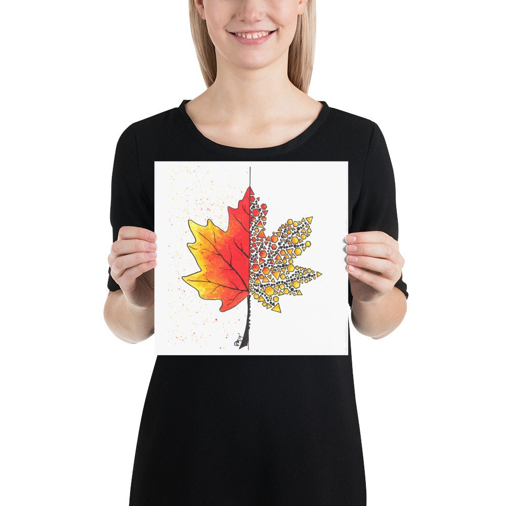 Geometric Maple Leaf Watercolor Print