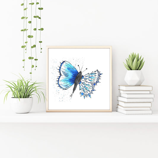 Blue Butterfly Watercolor Print