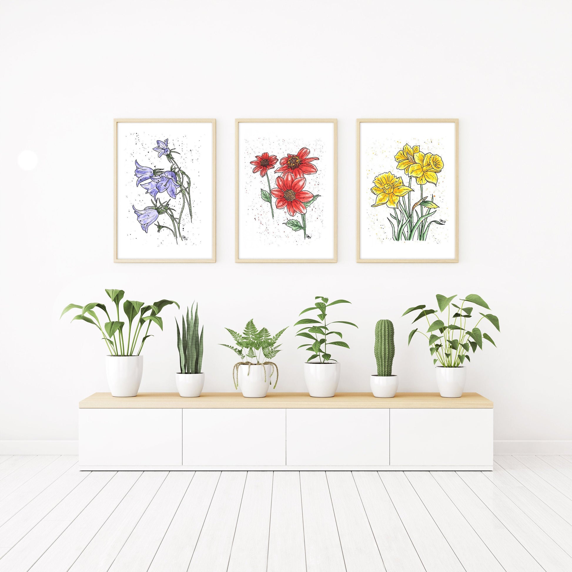 Floral Watercolor Print Set of 3