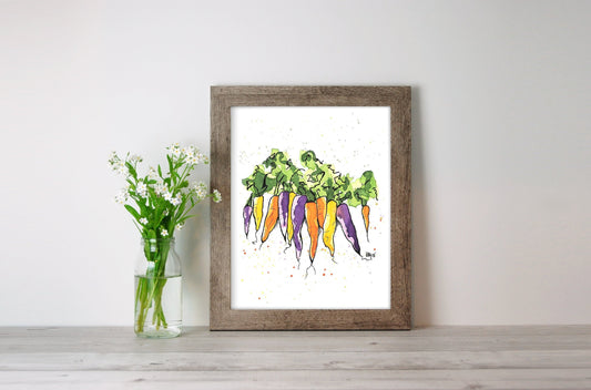 Colorful Carrots Watercolor Print