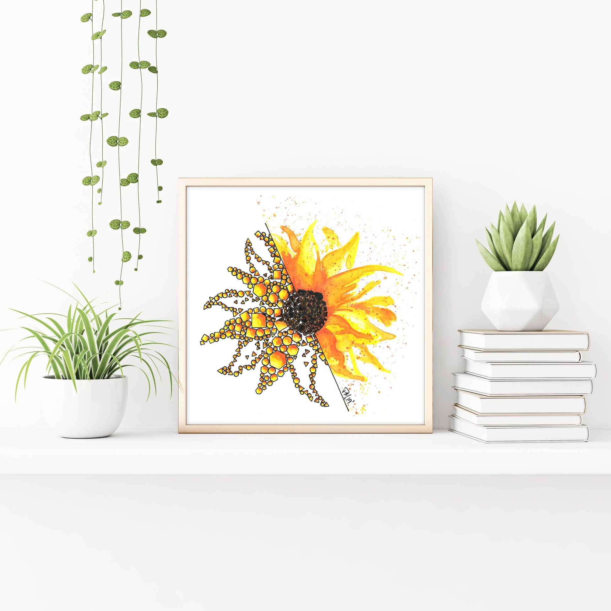 Sunflower Bloom Watercolor Print