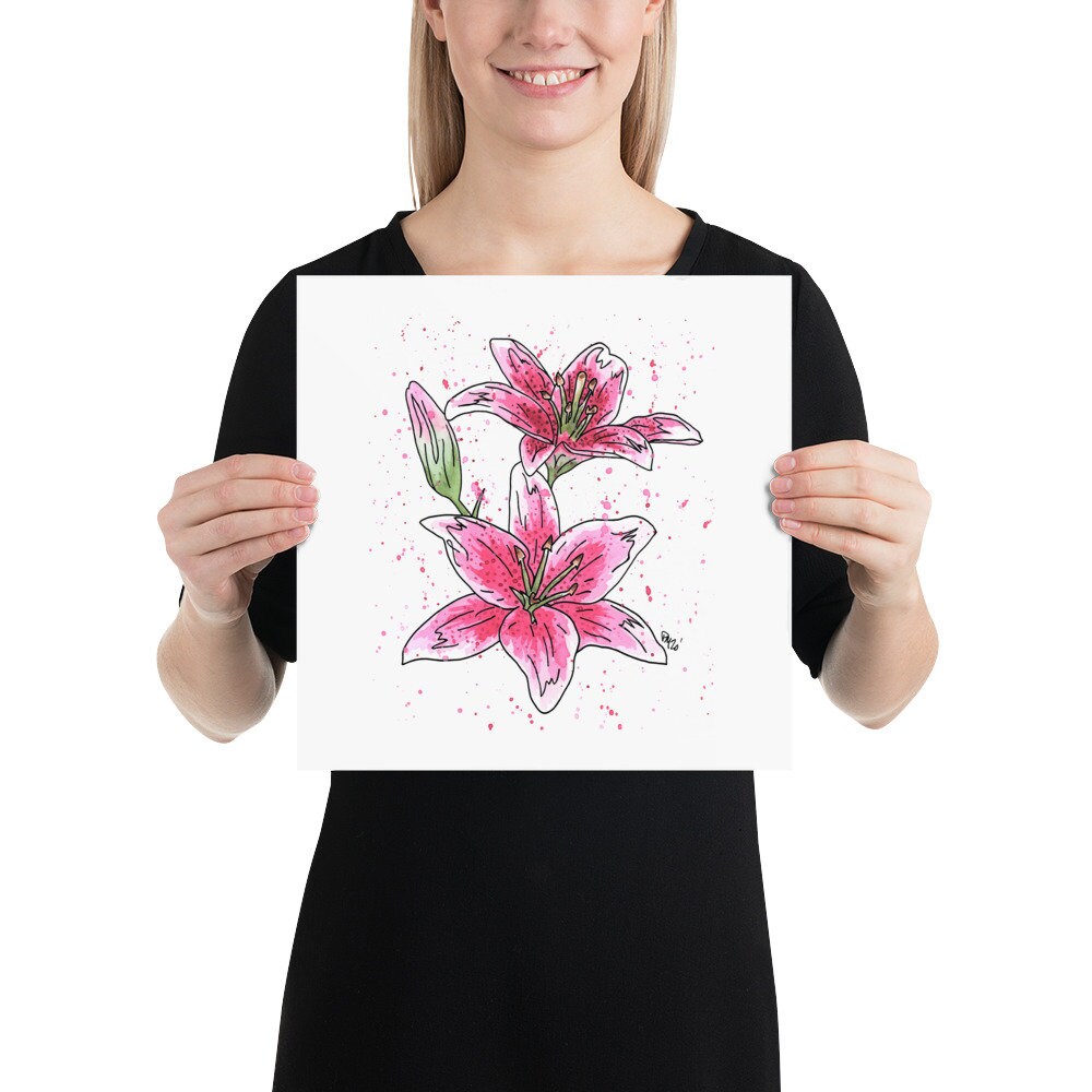 Pink Lily Watercolor Print