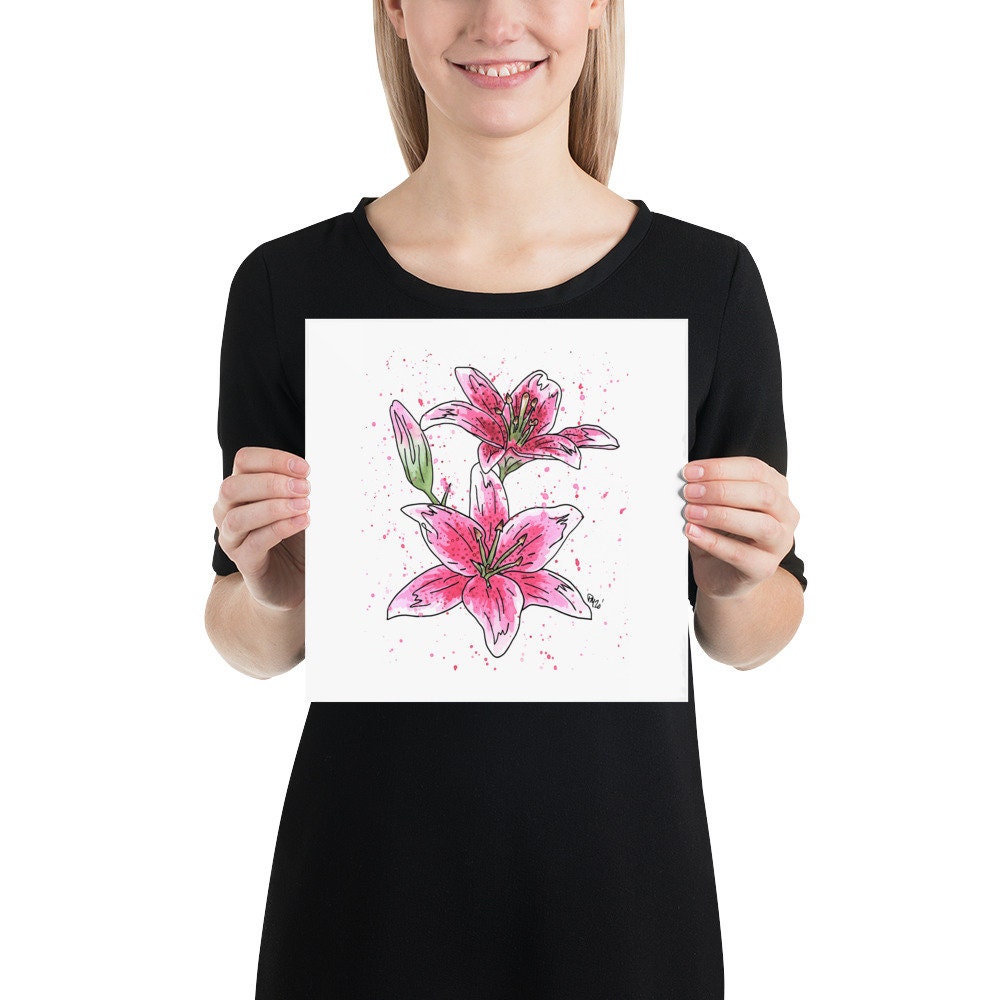 Pink Lily Watercolor Print