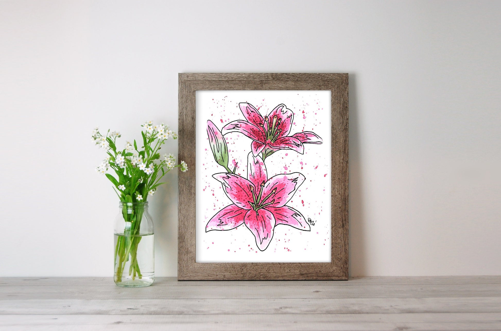 Pink Lily Watercolor Print